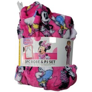 Character Girl's 3-Piece Super Soft Hooded Robe & Pajama Set - Minnie Mouse